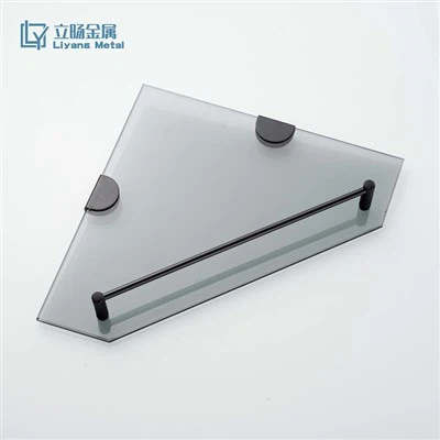 Étagère d'angle en verre noir